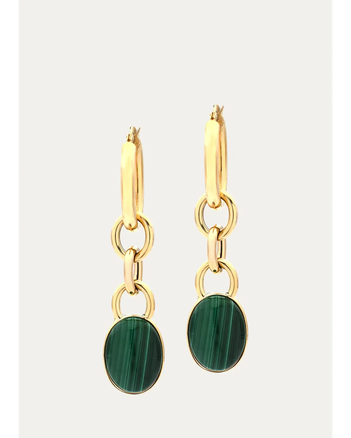 Marisa 18K Yellow Gold Drop Earrings with Malachite