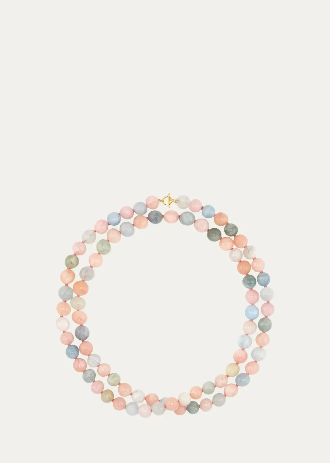 14K Yellow Gold & Morganite Layered Beaded Necklace by JIA JIA
