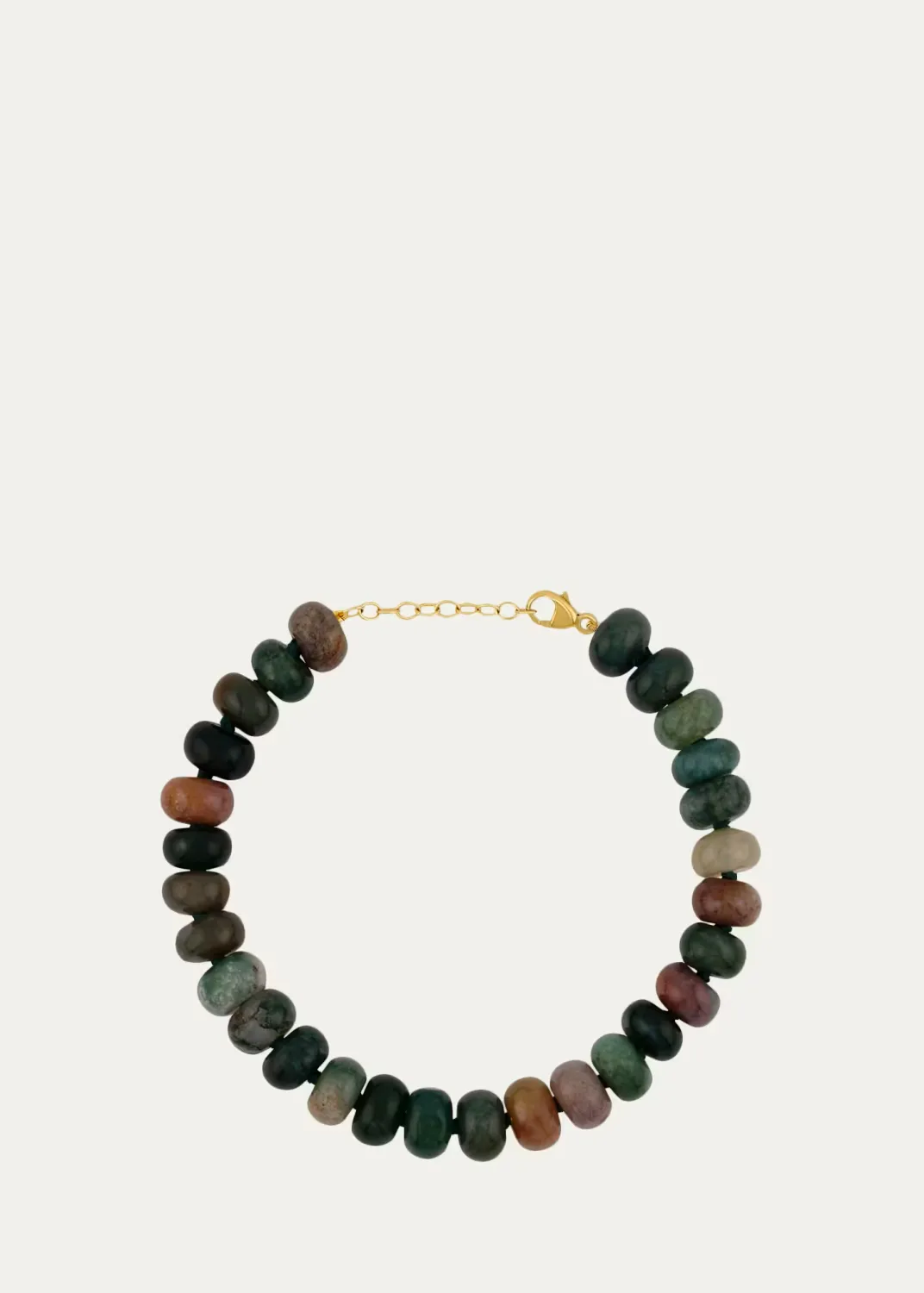 14K Yellow Gold & Moss Agate Beaded Bracelet by JIA JIA