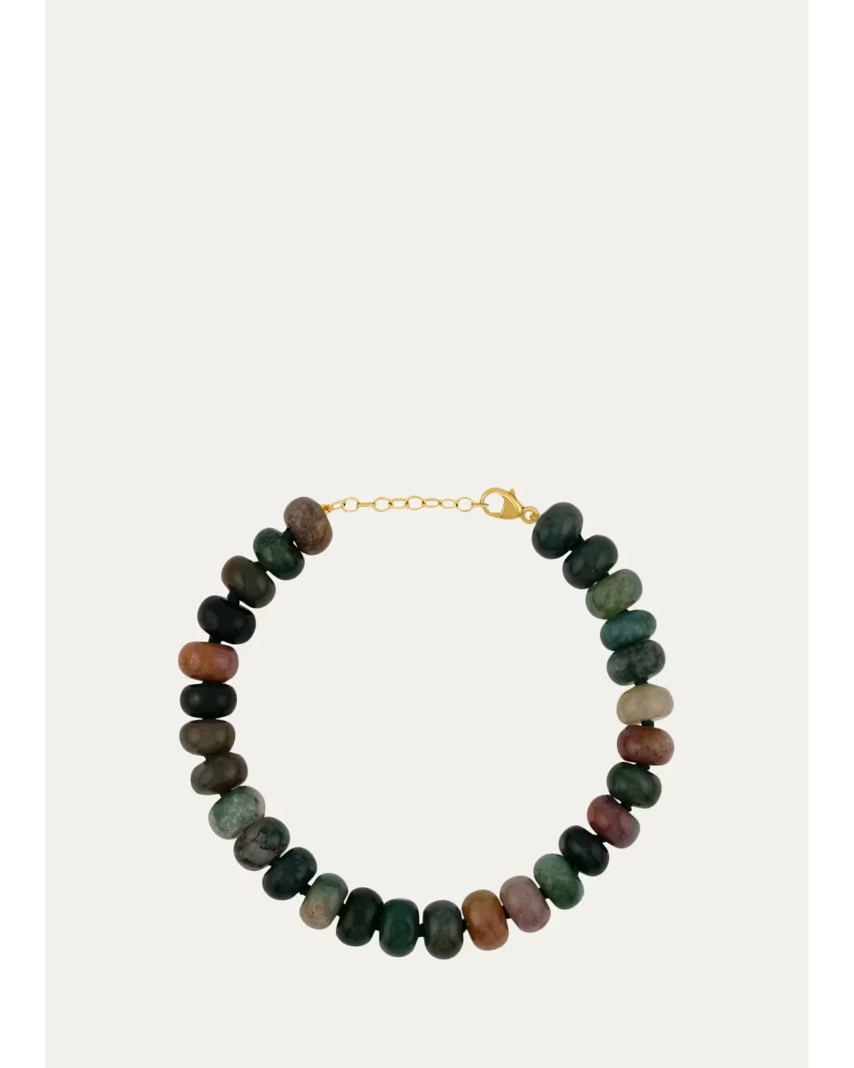 14K Yellow Gold & Moss Agate Beaded Bracelet by JIA JIA