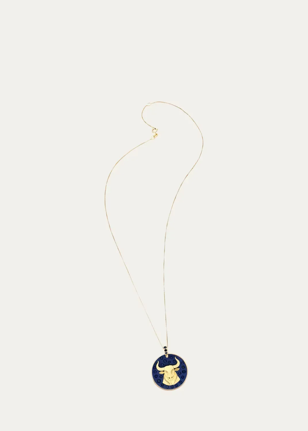 18K Taurus Necklace with Sapphires by FARAONE MENNELLA by R.F.M.A.S.