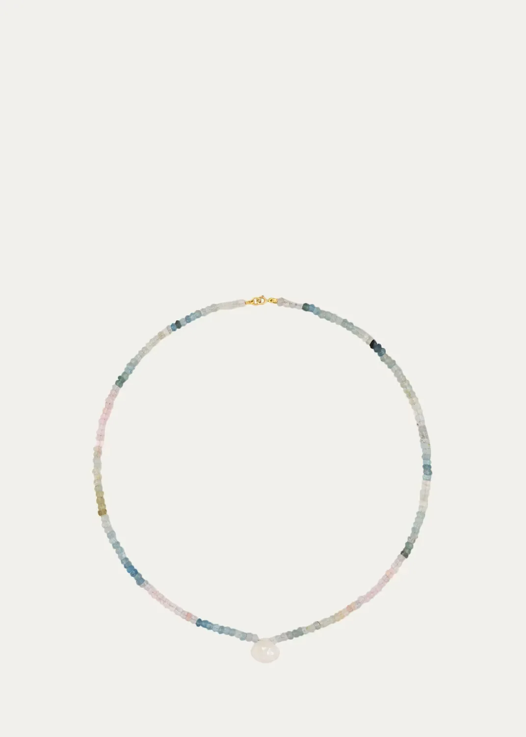 14K Yellow Gold, Morganite & Moonstone Beaded Necklace by JIA JIA
