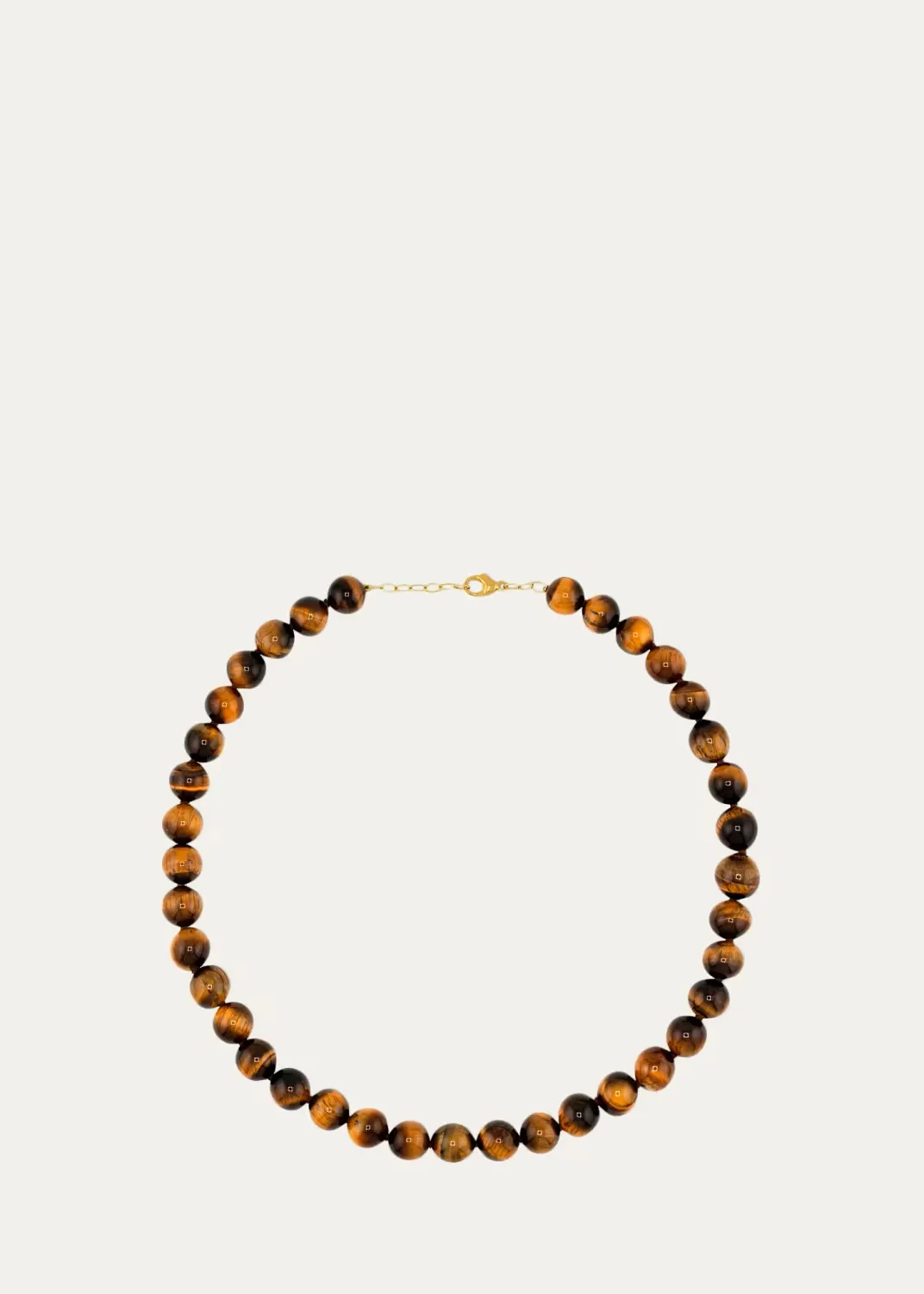 14K Yellow Gold & Tigers Eye Quartz Jumbo Beaded Necklace