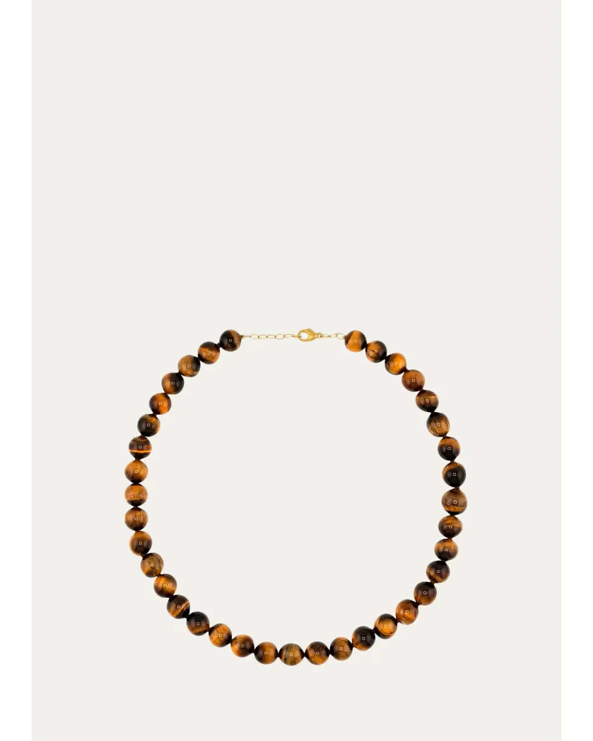 14K Yellow Gold & Tigers Eye Quartz Jumbo Beaded Necklace