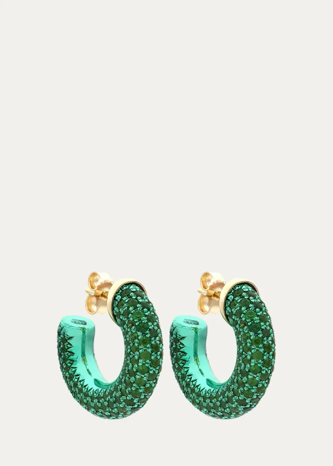 18K Barbarella Hoop Earrings with Tsavorite by FARAONE MENNELLA by R.F.M.A.S.