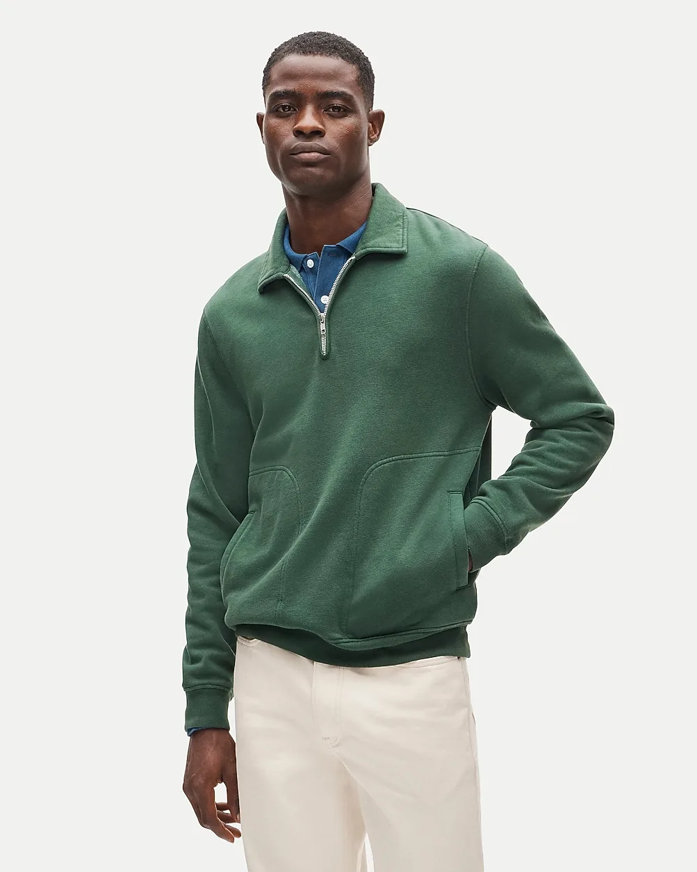 Tall 83 Fleece Zip Polo Sweatshirt by J.Crew