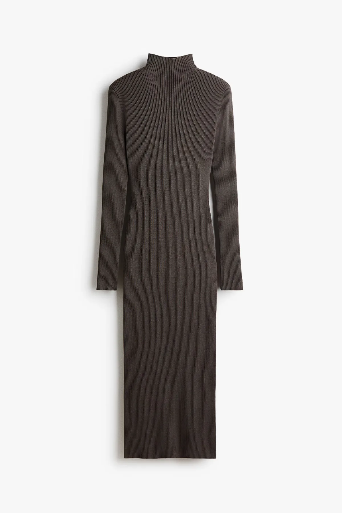 Rib-Knit Mock Turtleneck Dress