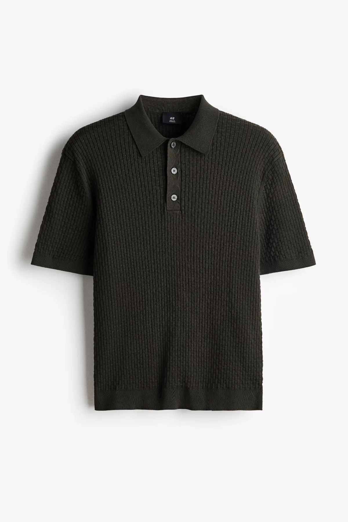 Regular-Fit Textured-Knit Polo Shirt by H&M