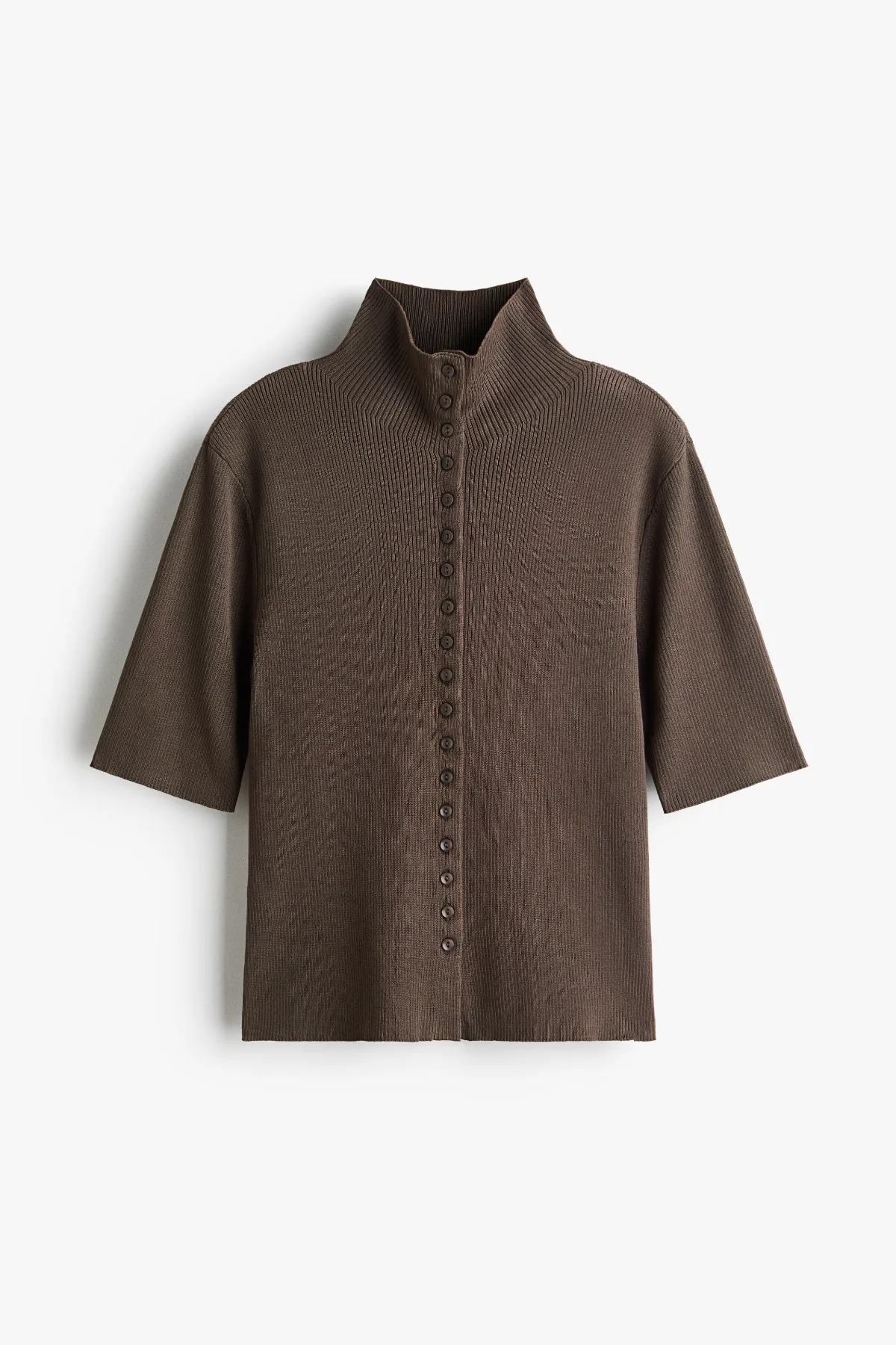 Short-Sleeved Mock Turtleneck Cardigan