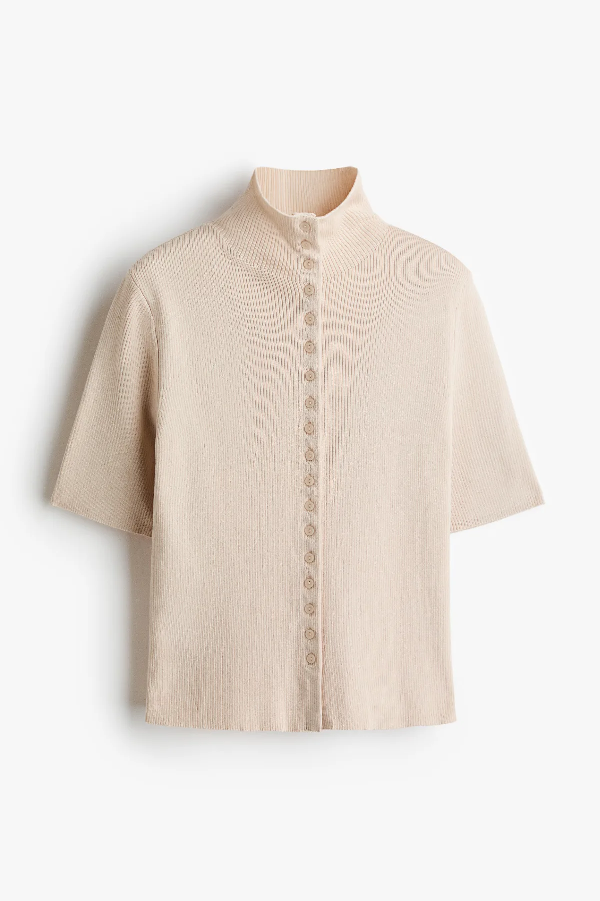 Short-Sleeved Mock Turtleneck Cardigan