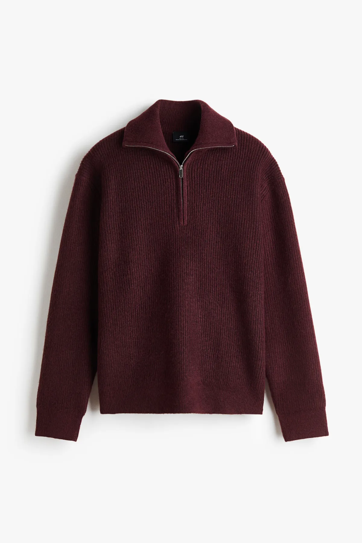 Relaxed-Fit Half-Zip Rib-Knit Sweater by H&M