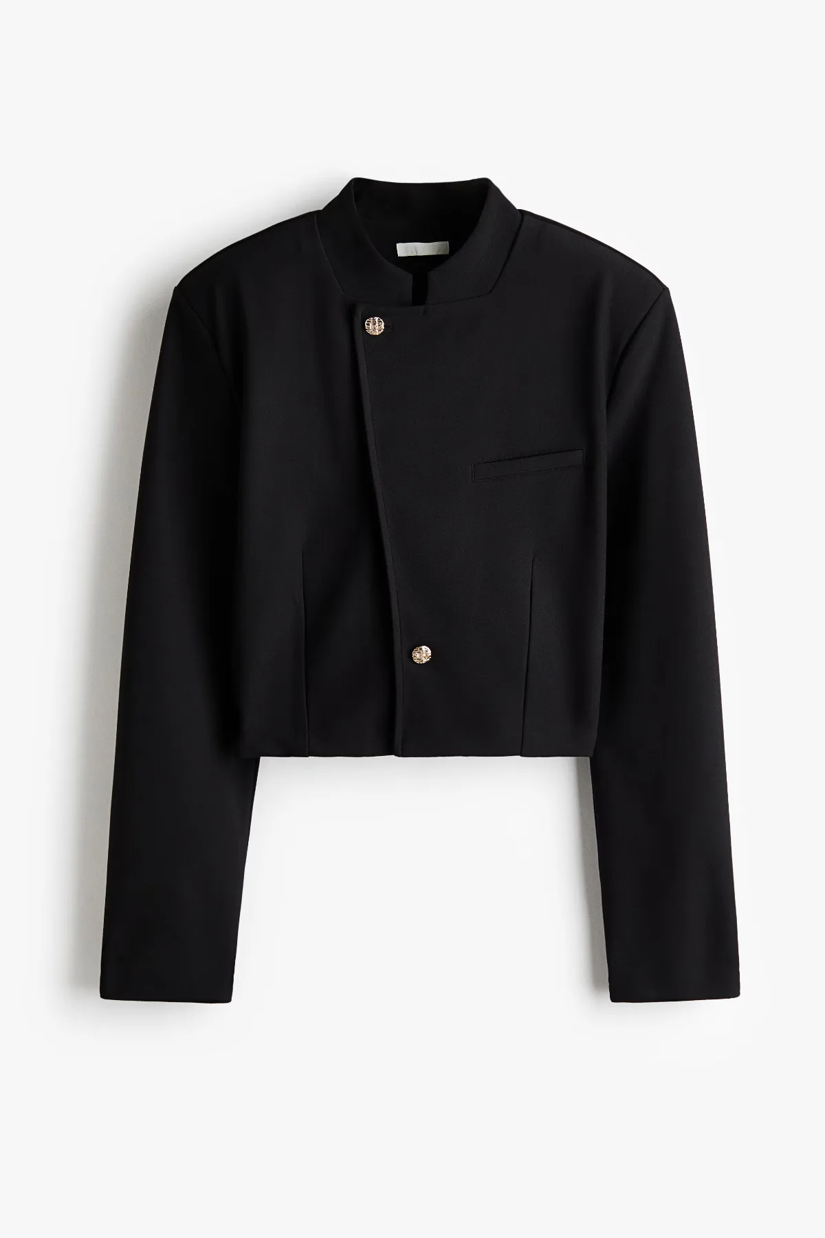 Crop Jacket with Stand-Up Collar