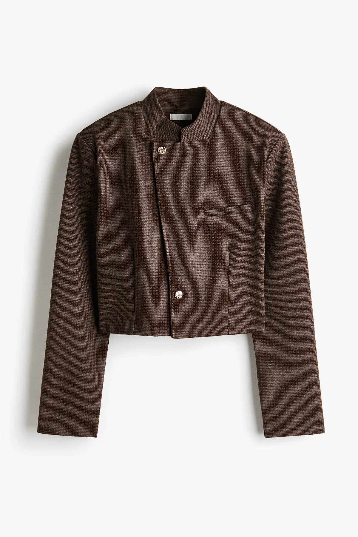 Crop Jacket with Stand-Up Collar