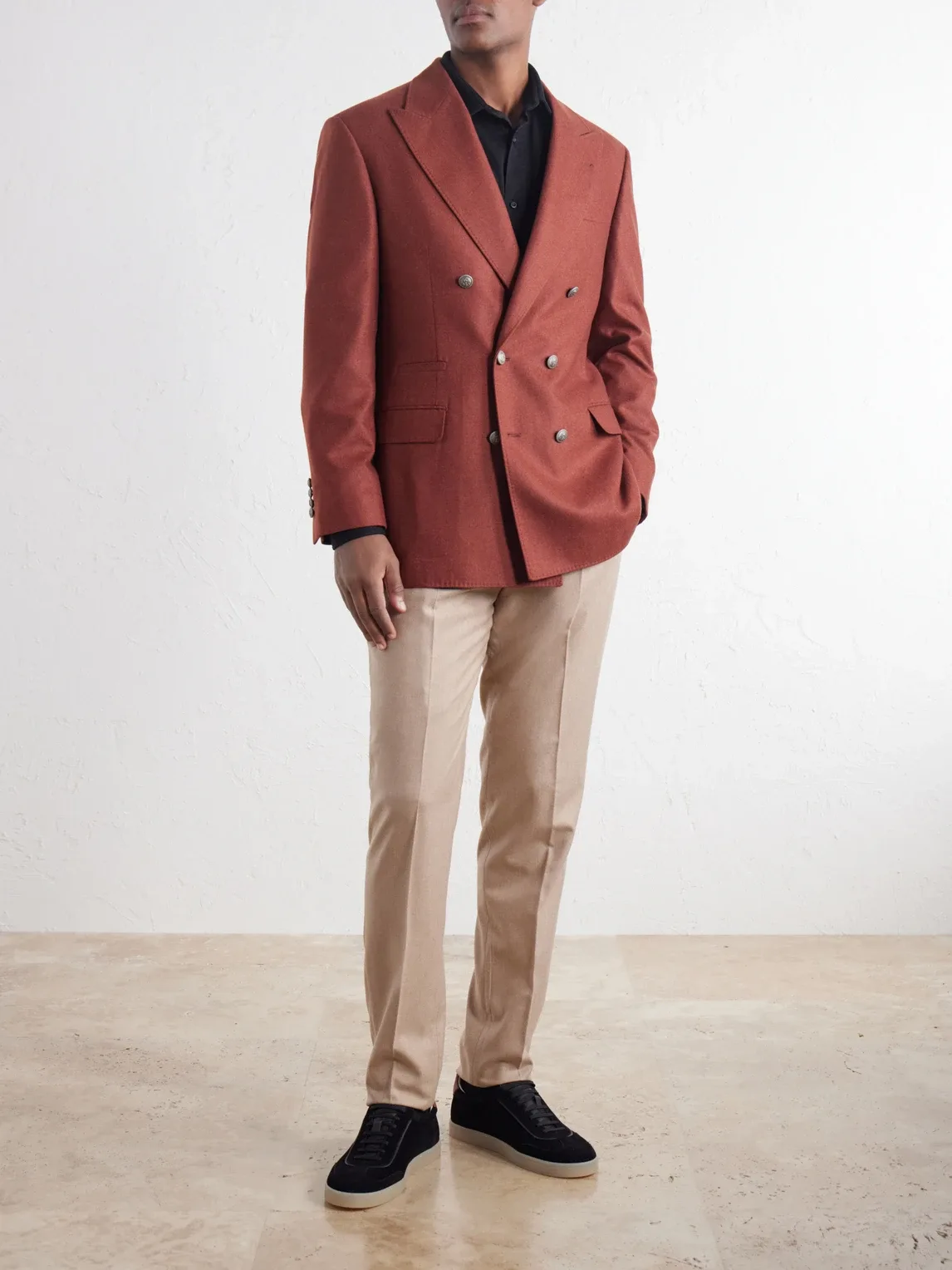 Double-Breasted Cashmere-Flannel Blazer by Brunello Cucinelli