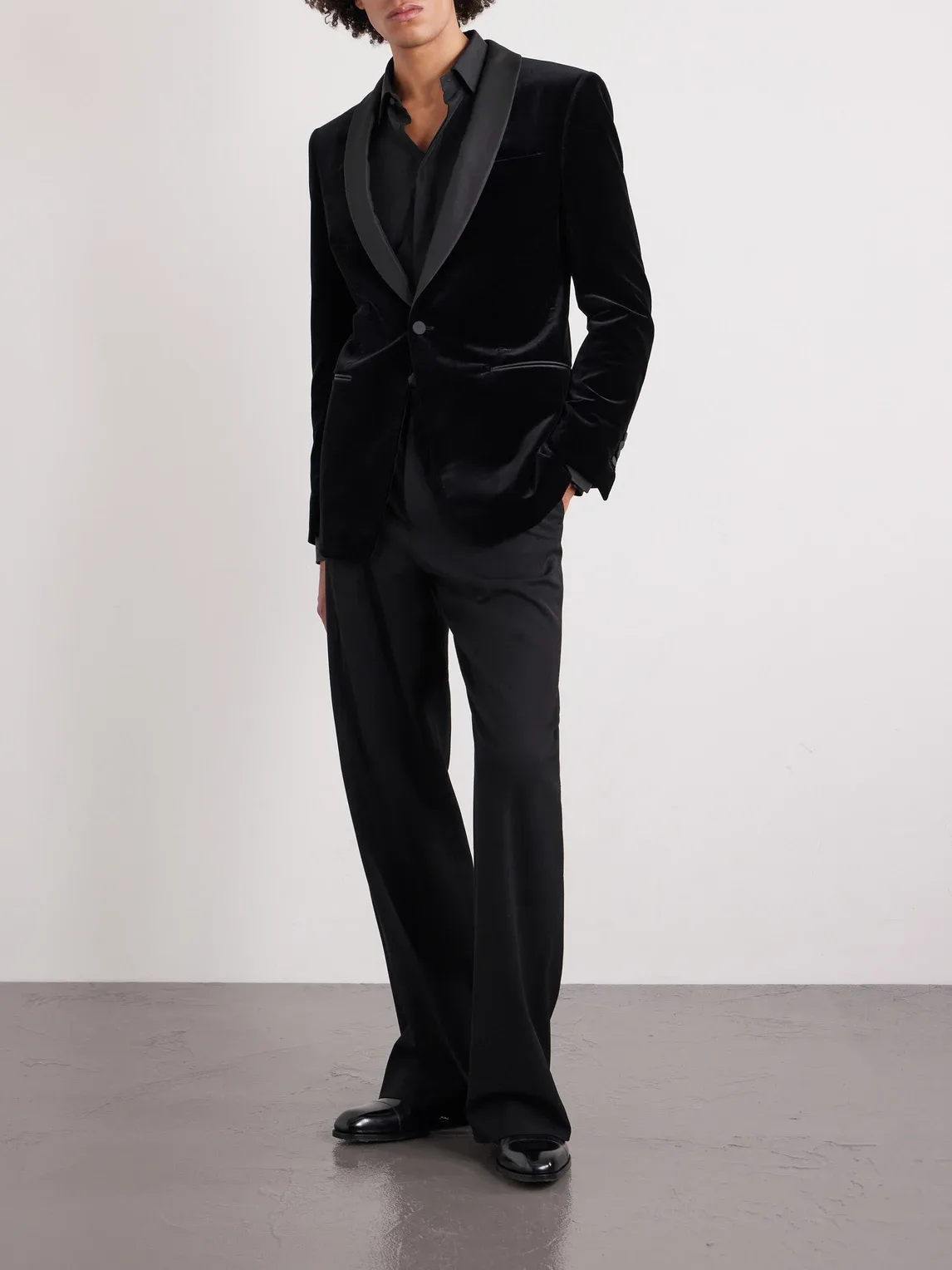 Satin-Trimmed Cotton-Blend Velvet Suit Jacket by Tom Ford