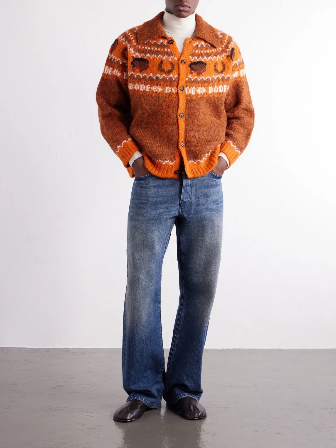 Corral Intarsia-Knit Alpaca-Blend Cardigan by Bode