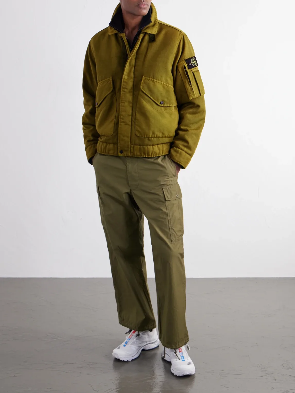 Garment-Dyed Dense Oxford Nylon-TC Bomber Jacket by Stone Island