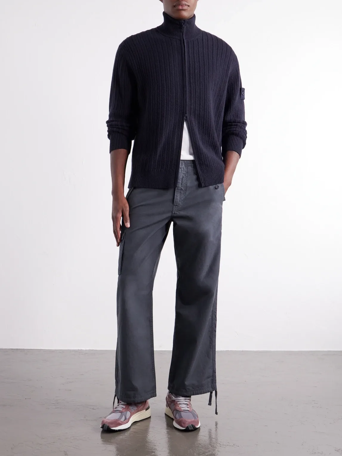 STONE Island GHOST Ribbed Wool and Cashmere-Blend Zip-Up Cardigan by Stone Island