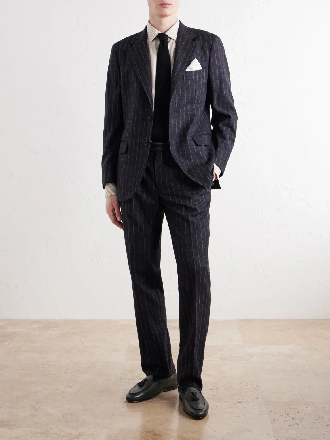 Pinstriped Virgin Wool-Flannel Suit by Rubinacci