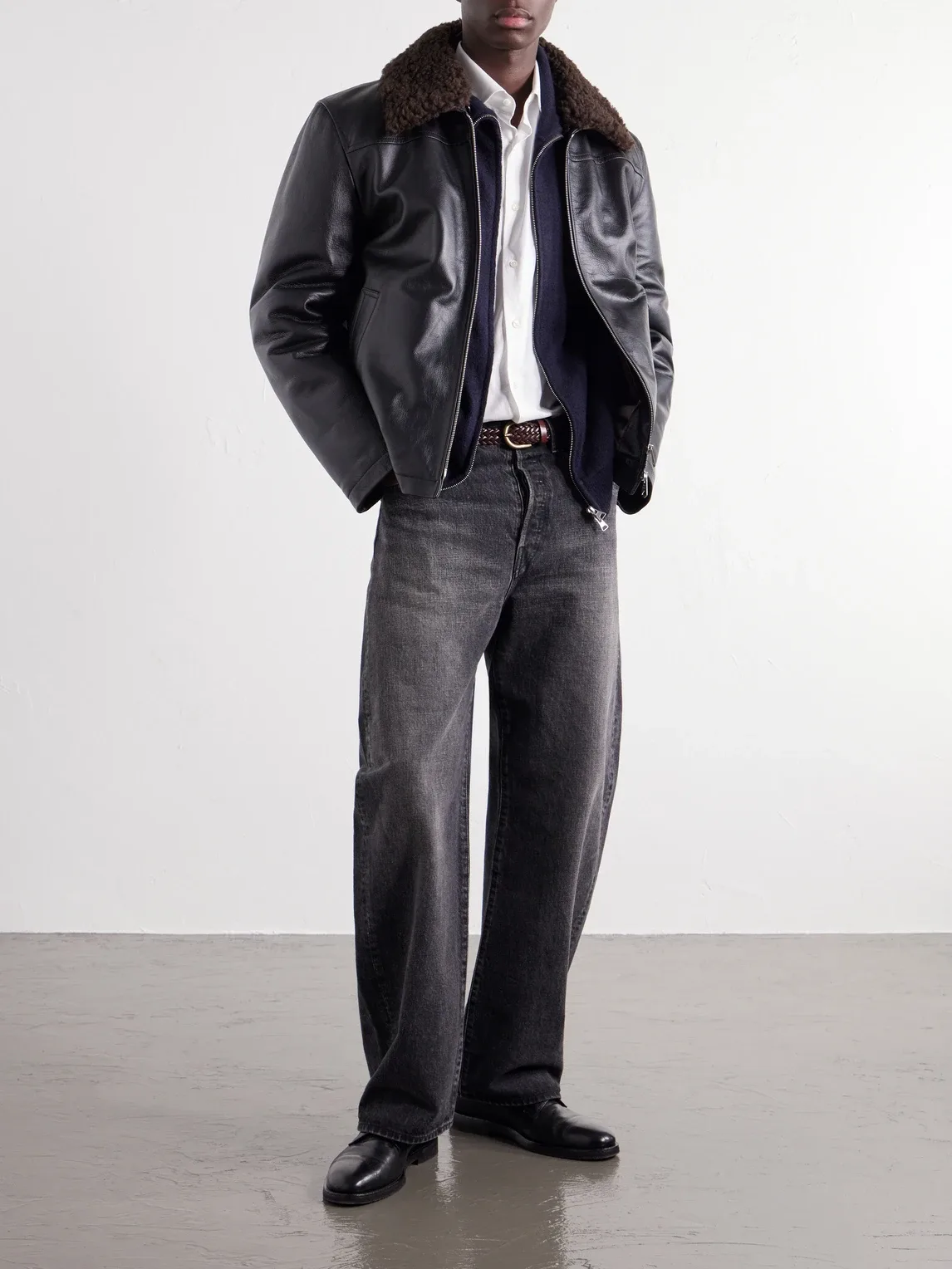 Shearling-Trimmed Leather Jacket by Paul Smith