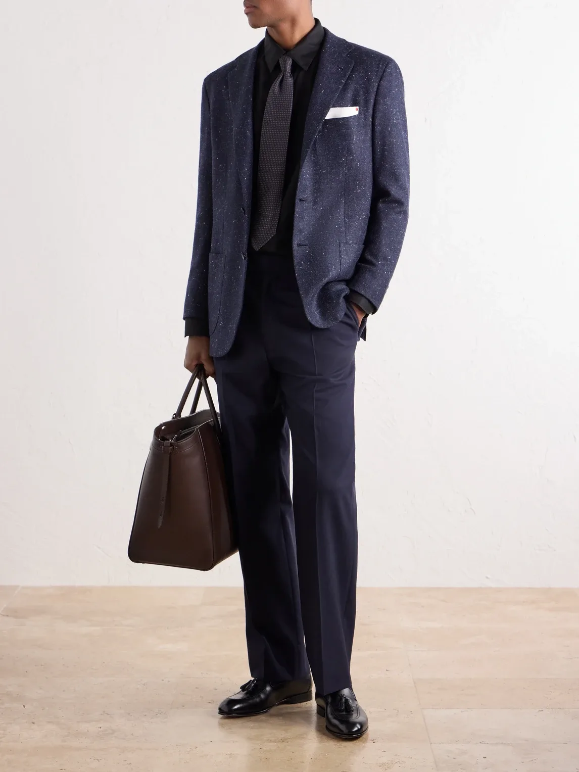 Donegal Cashmere-Grain De Poudre Blazer by Kiton