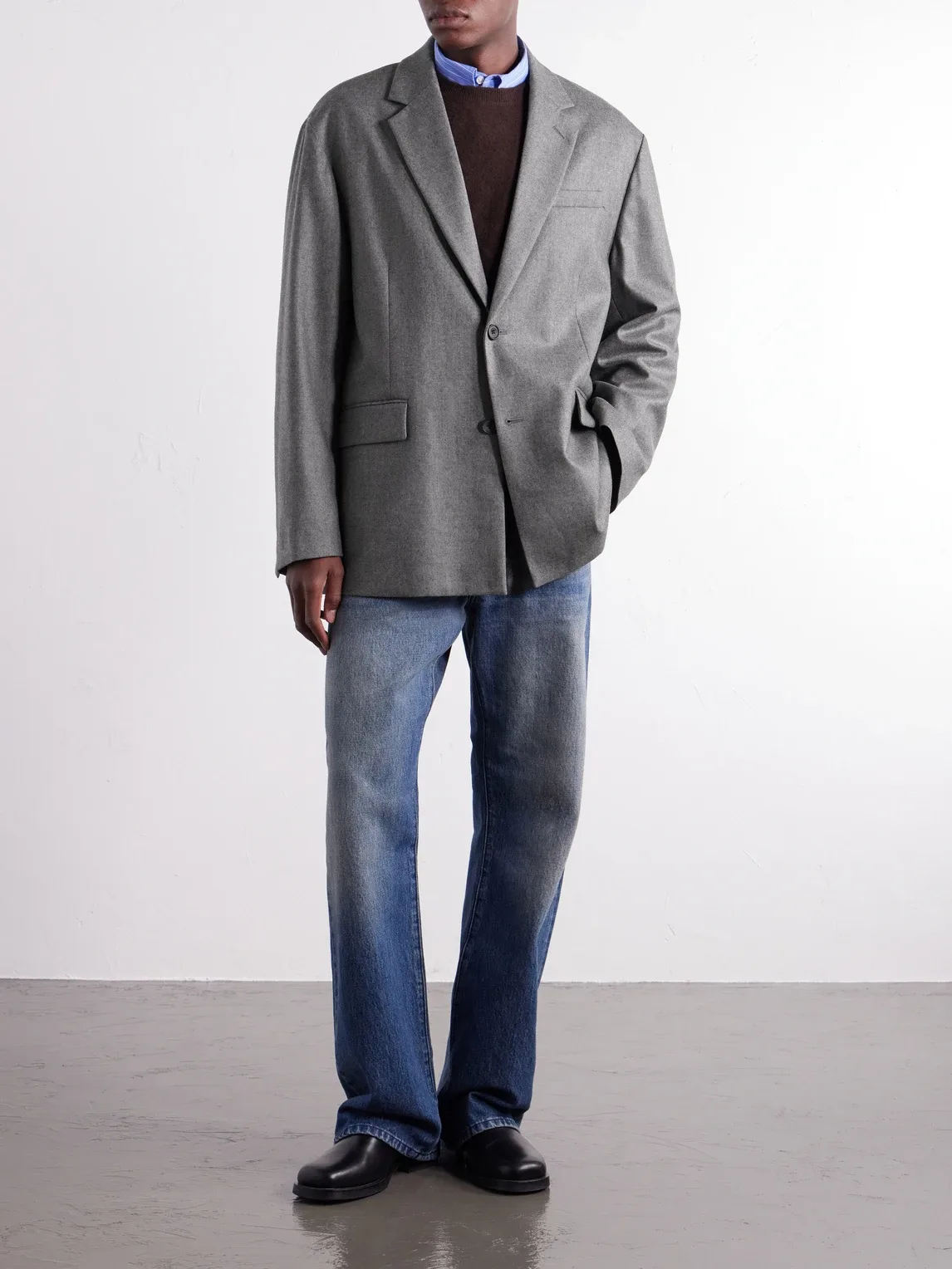 Oversized Wool-Blend Flannel Blazer by Ssstein