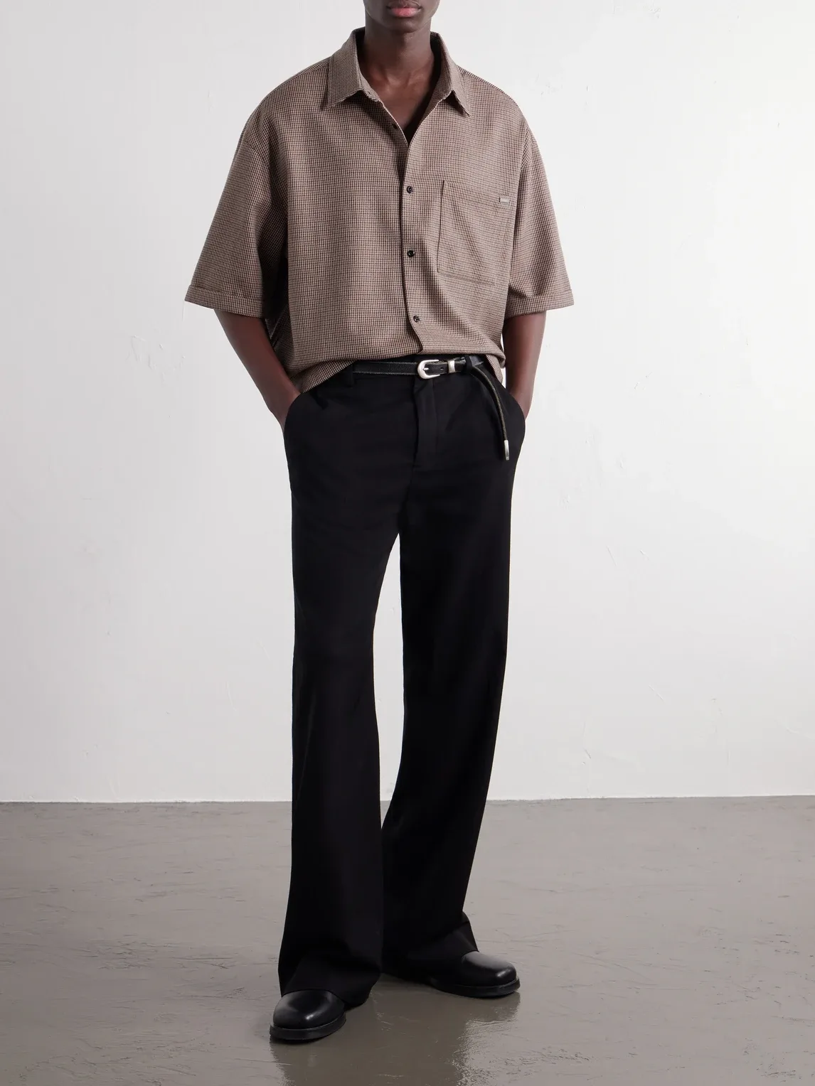 Houndstooth Wool-Blend Twill Shirt by Nahmias