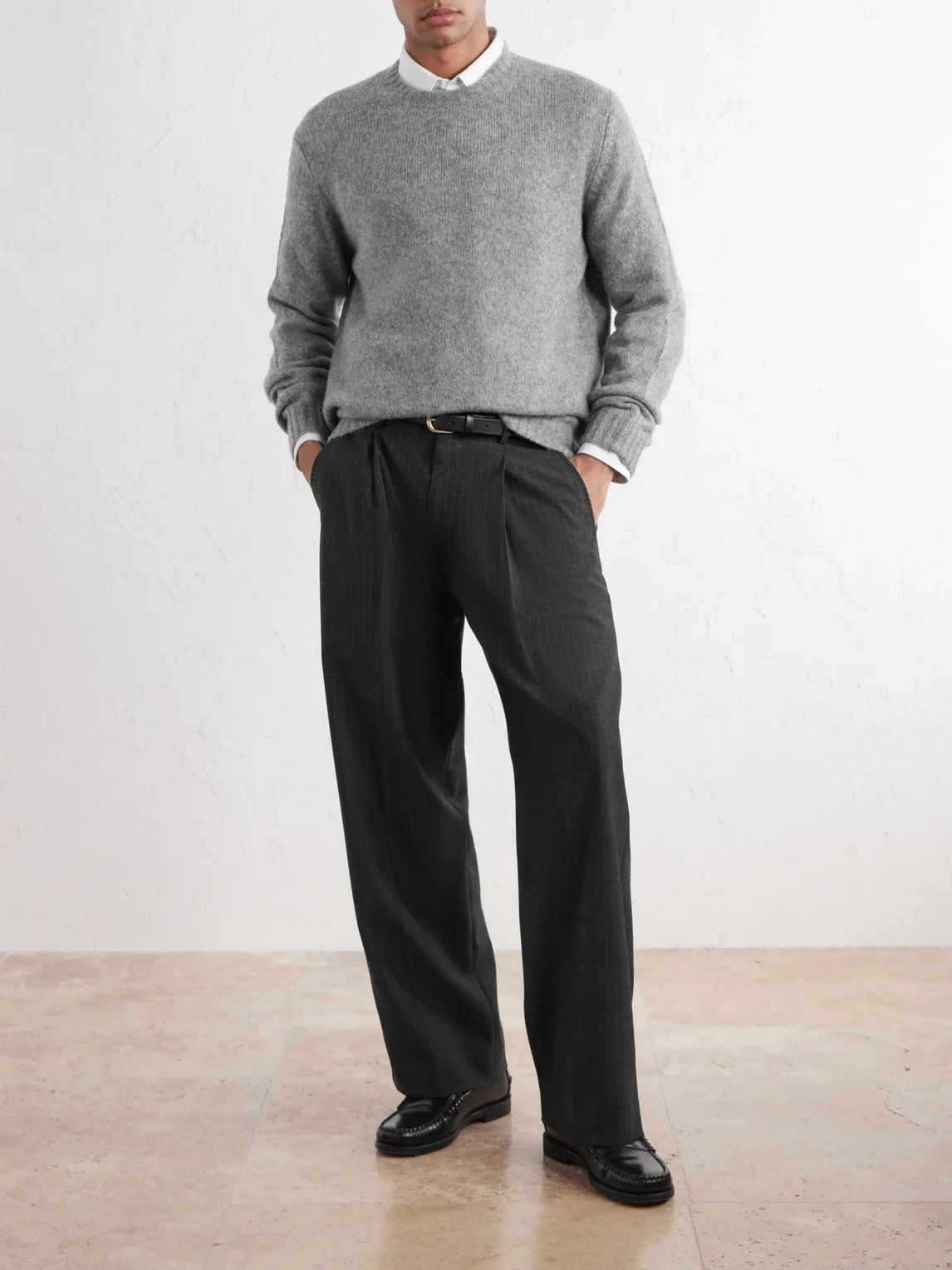 Kay 10037 Straight-Leg Pleated Pinstriped Woven Trousers by Nn07