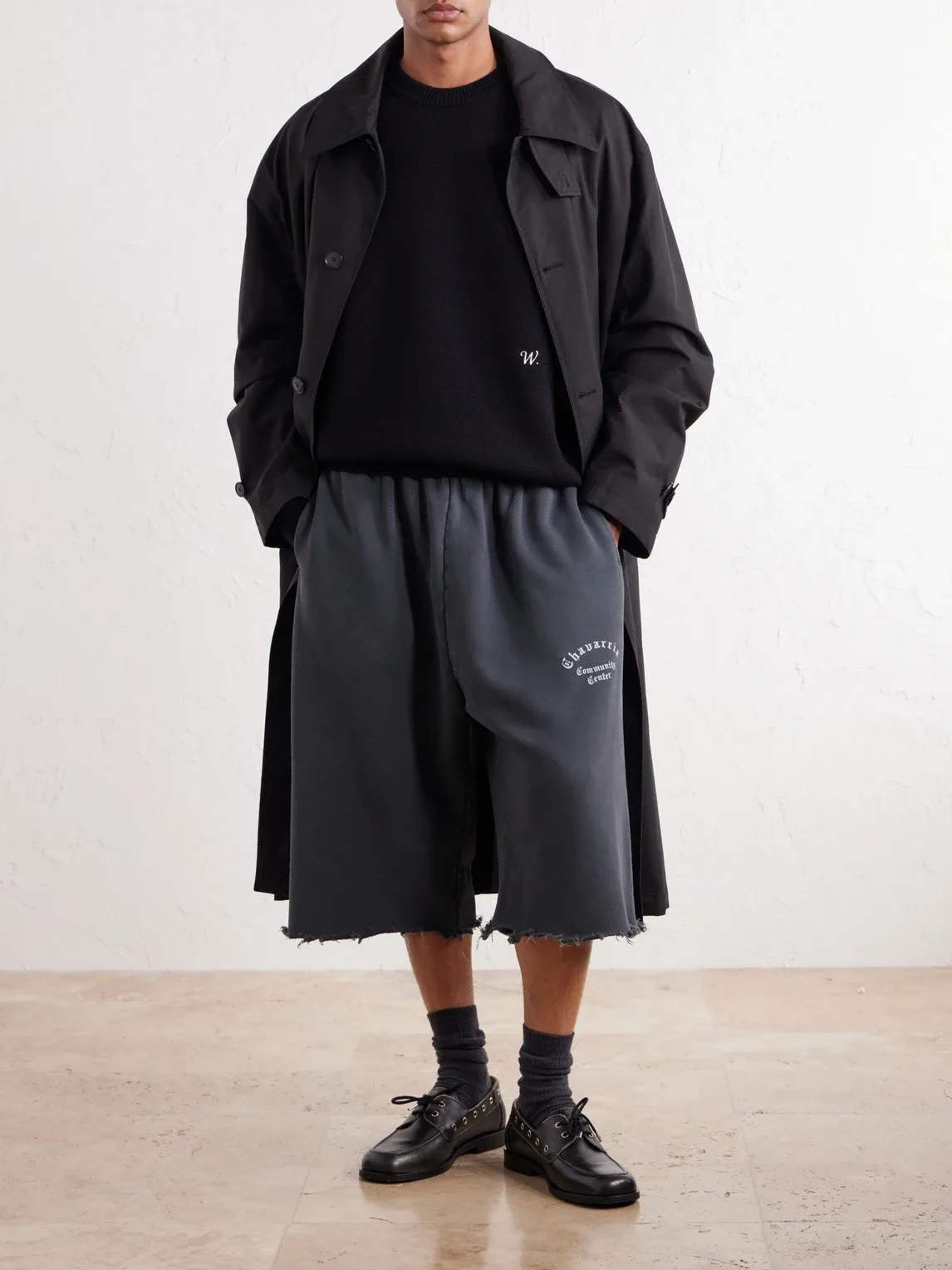 Community Center Distressed Logo-Print Cotton-Jersey Shorts by Willy Chavarria