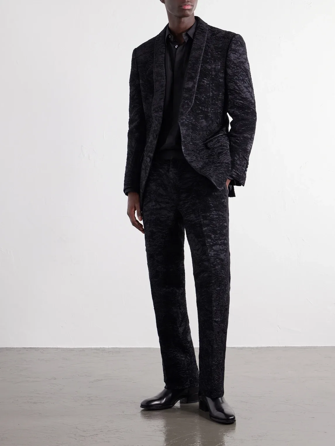 Astracan Plissé Silk Tuxedo Jacket by Tom Ford