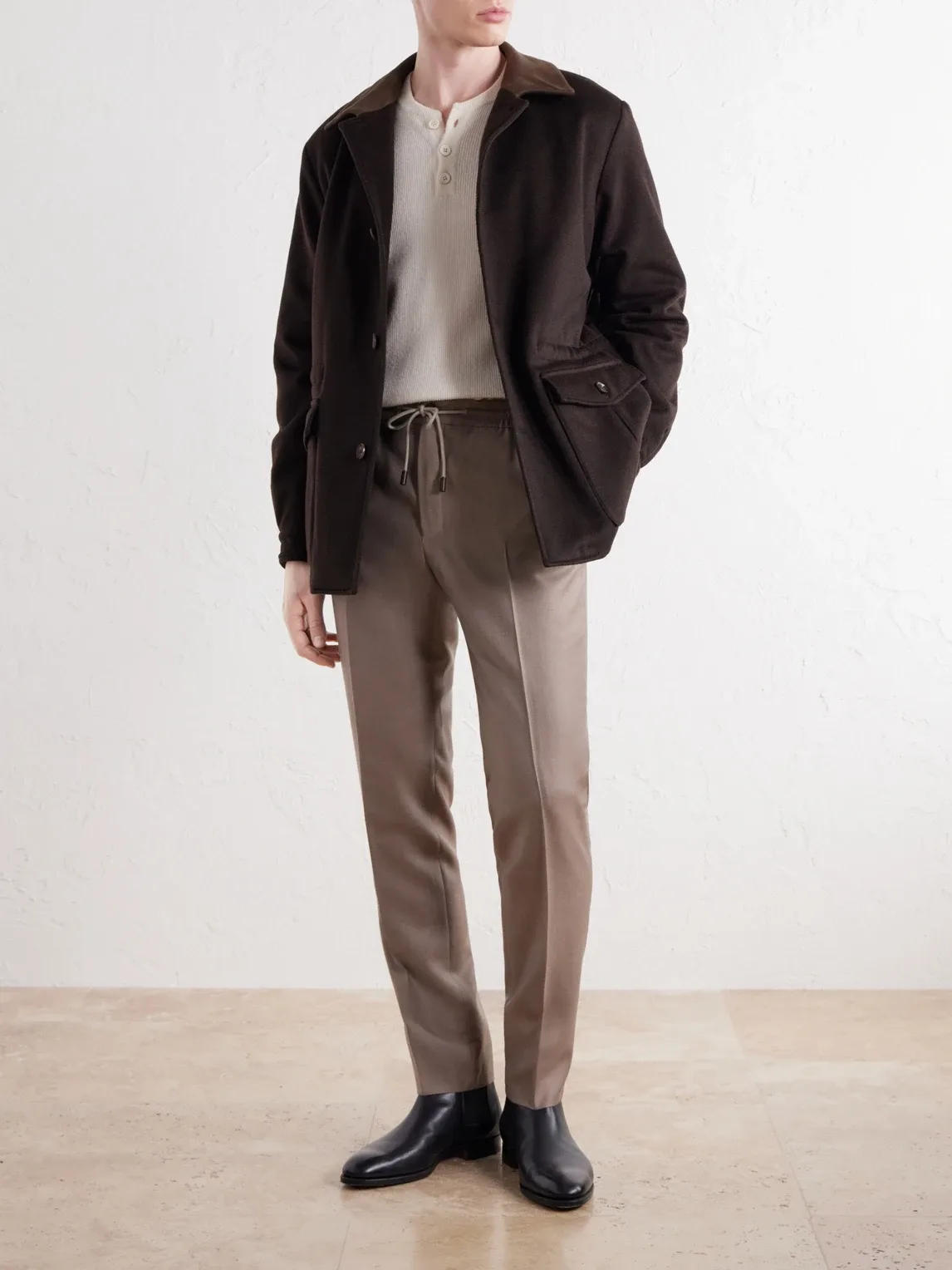 Tapered Wool and Silk-Blend Twill Drawstring Trousers by Slowear