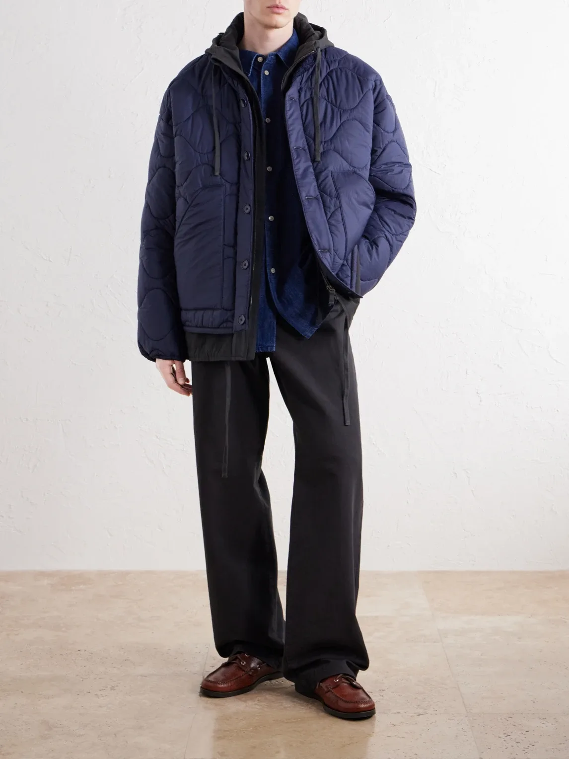 Tres En Uno Hooded Layered Quilted Shell and Canvas Jacket by A Kind of Guise