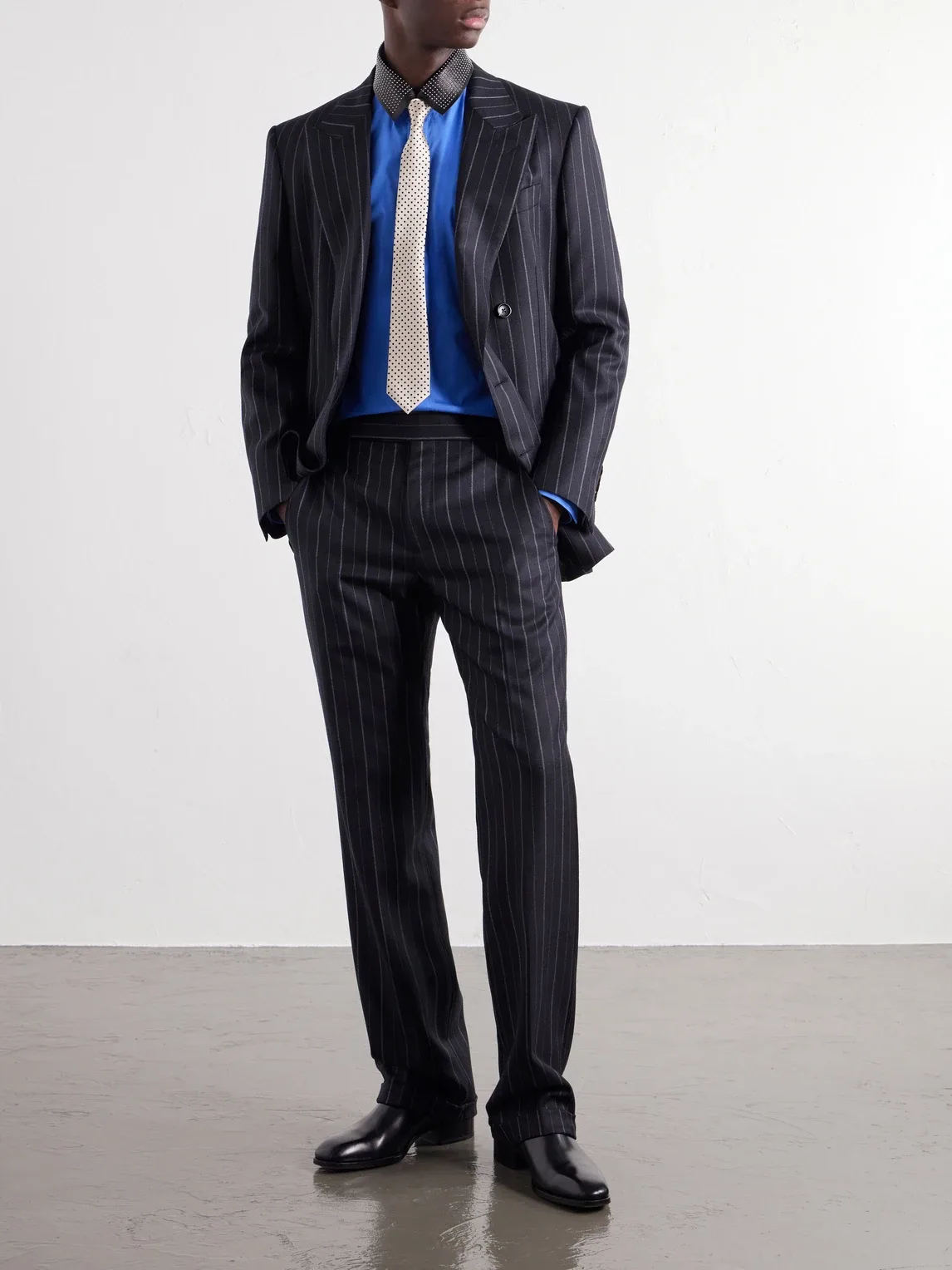 Studded Leather-Trimmed Cotton-Poplin Shirt by Tom Ford