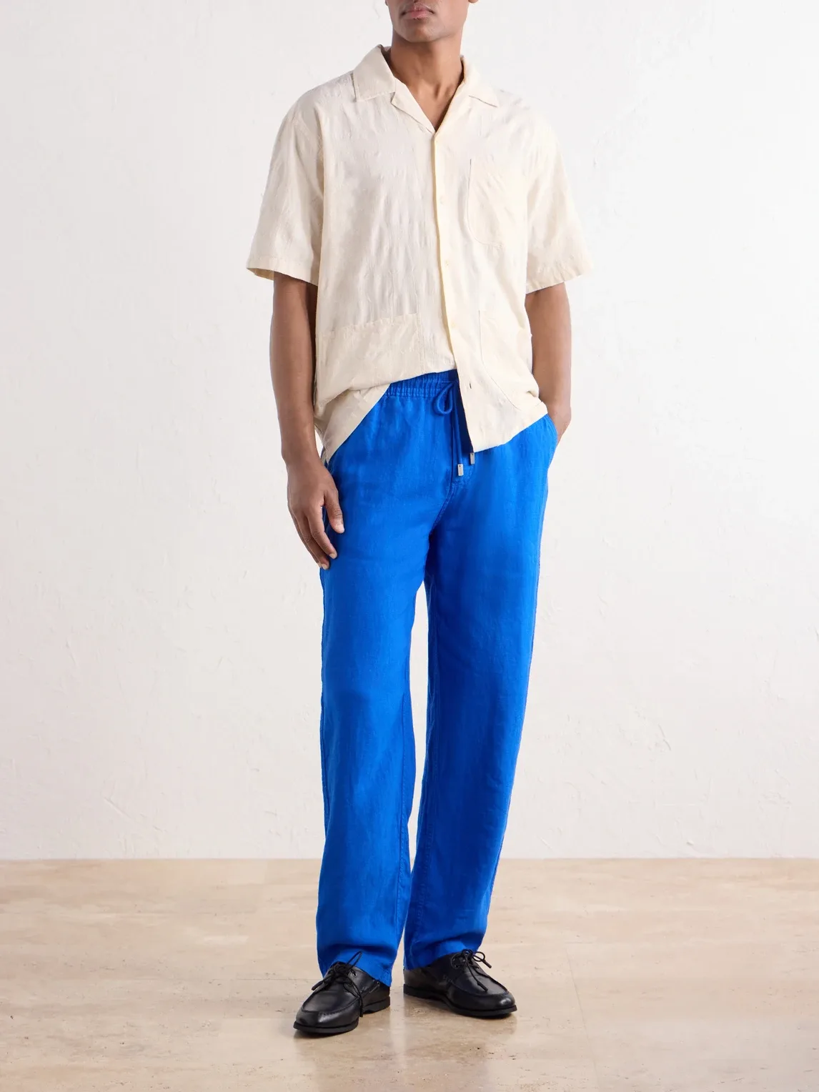 Pacha Straight-Leg Woven Linen Drawstring Trousers