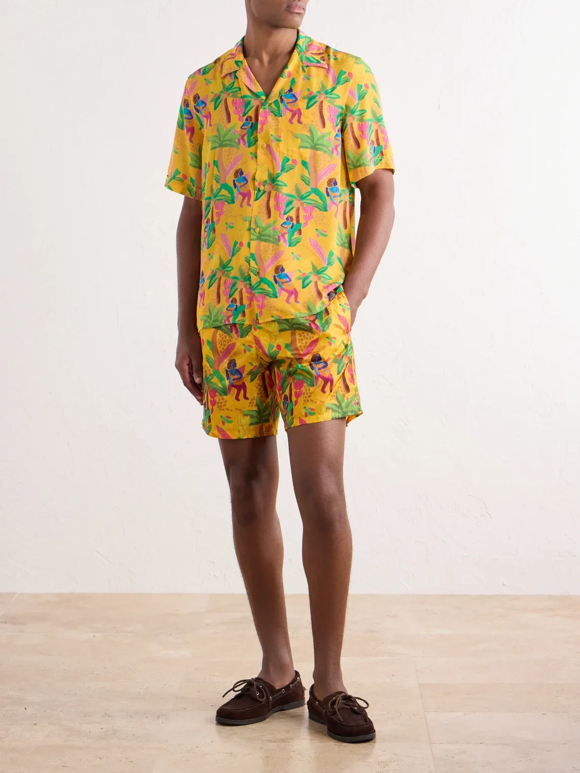 Charli Camp-Collar Printed Habotai Shirt by Vilebrequin