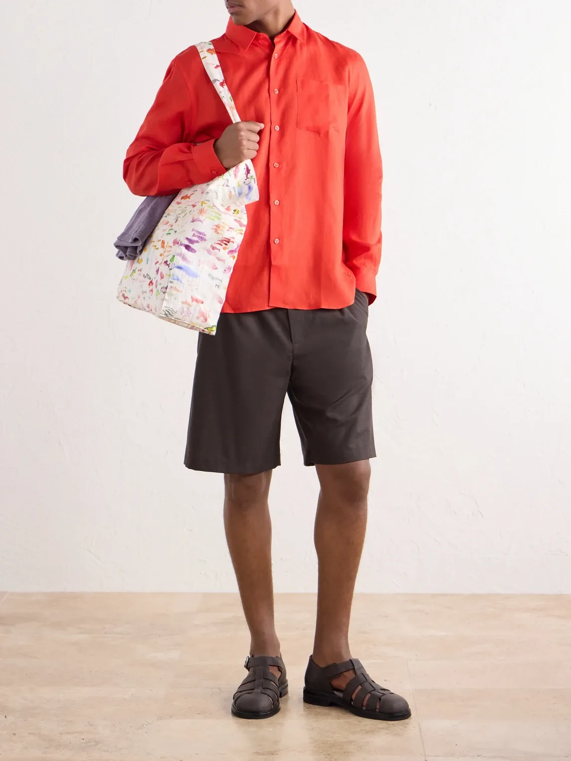 Fabrice Hyber Babel Printed Linen Canvas Tote Bag by Vilebrequin