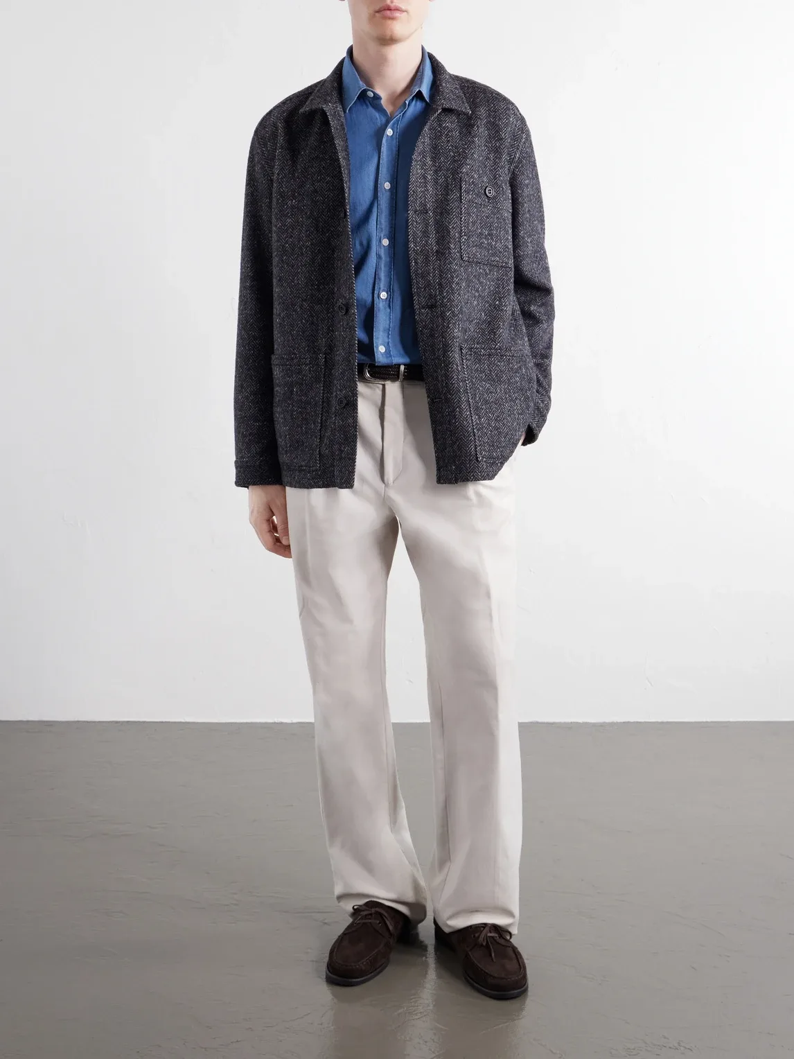 Herringbone Wool Overshirt by Anderson & Sheppard