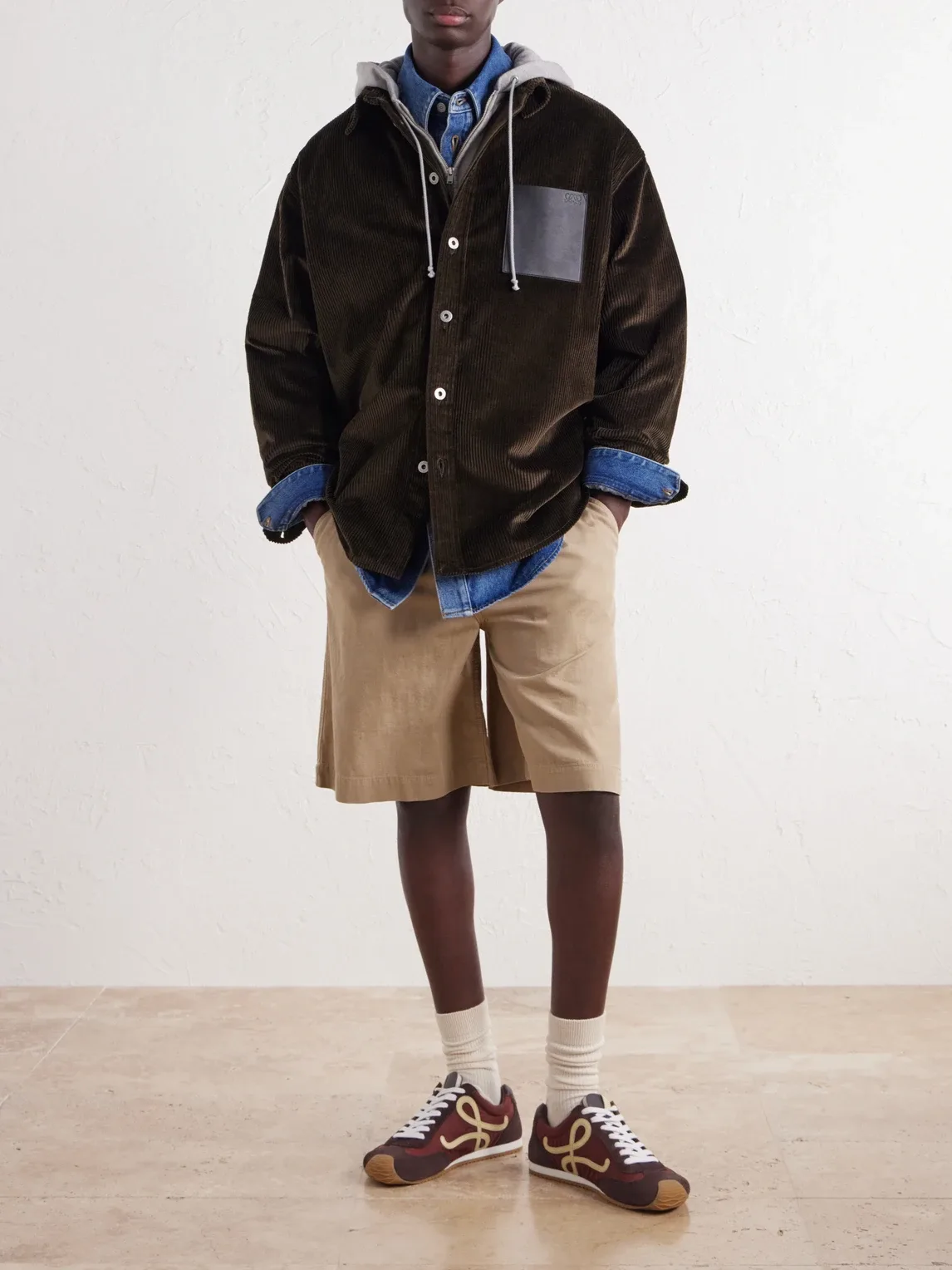 Leather-Trimmed Cotton-Corduroy Overshirt by LOEWE