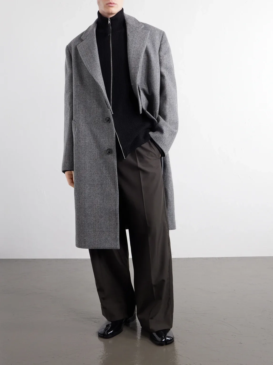 Double-Breasted Prince of Wales Checked Virgin Wool Coat by Maison Margiela