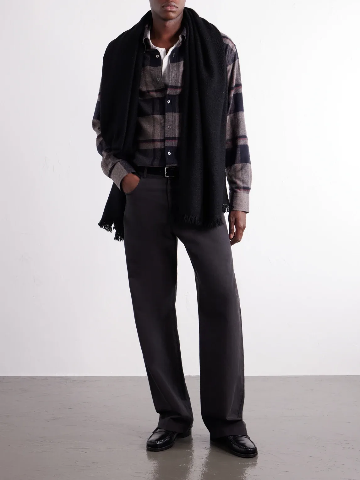 Fringed Cashmere-Twill Scarf by Anderson & Sheppard