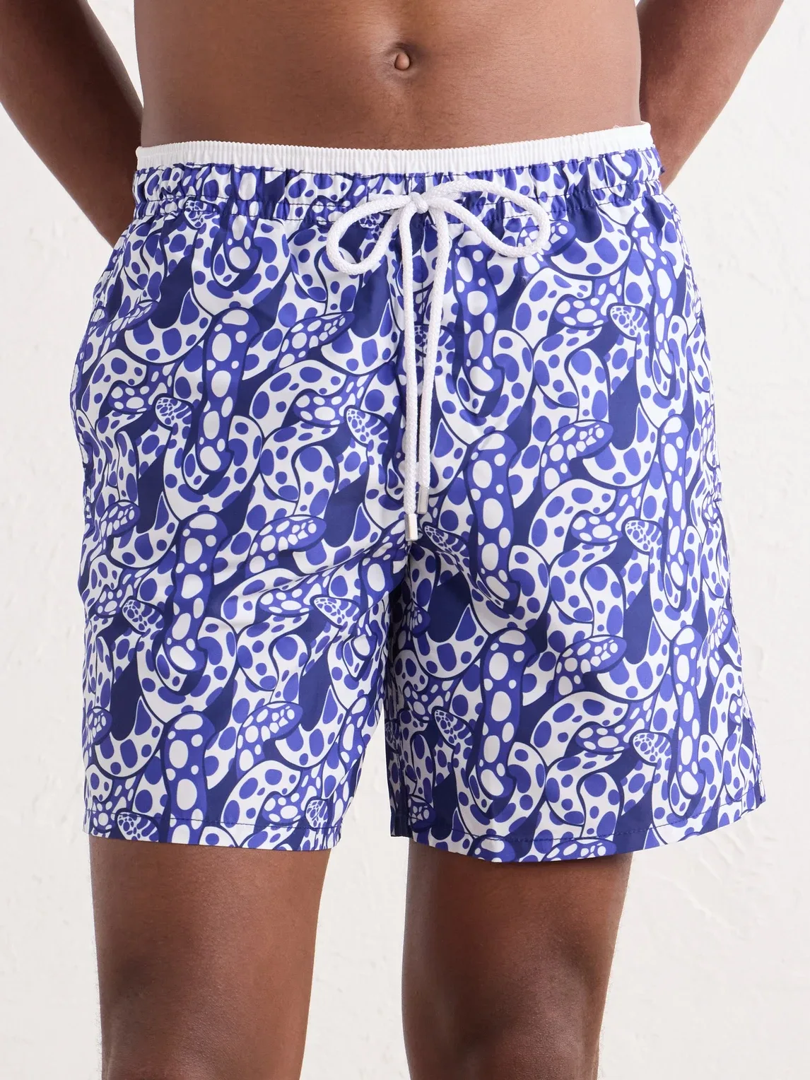 Moka Straight-Leg Mid-Length Printed Recycled Shell Swim Shorts by Vilebrequin