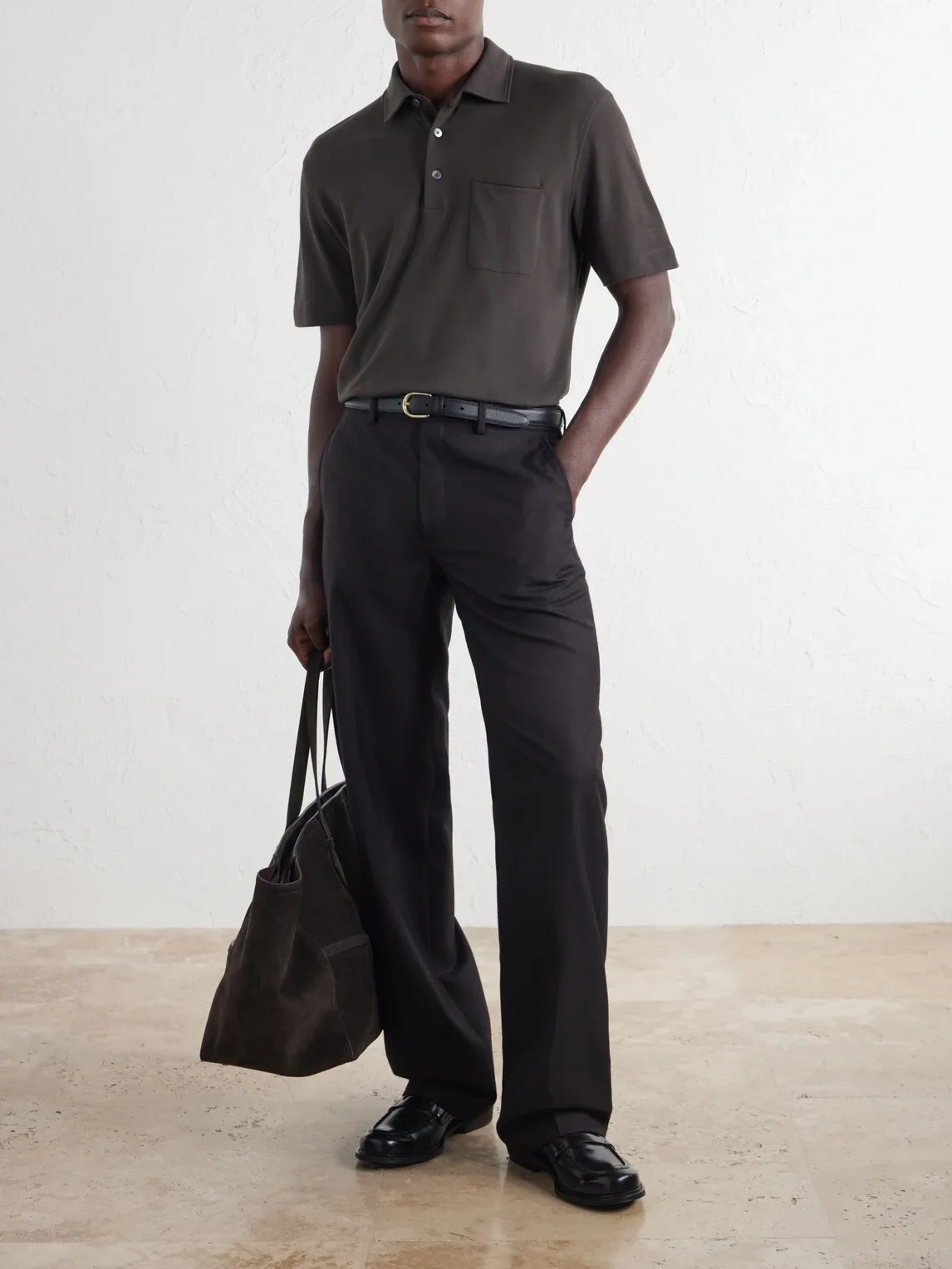 Leather-Trimmed Cotton-Pique Polo Shirt by Zegna