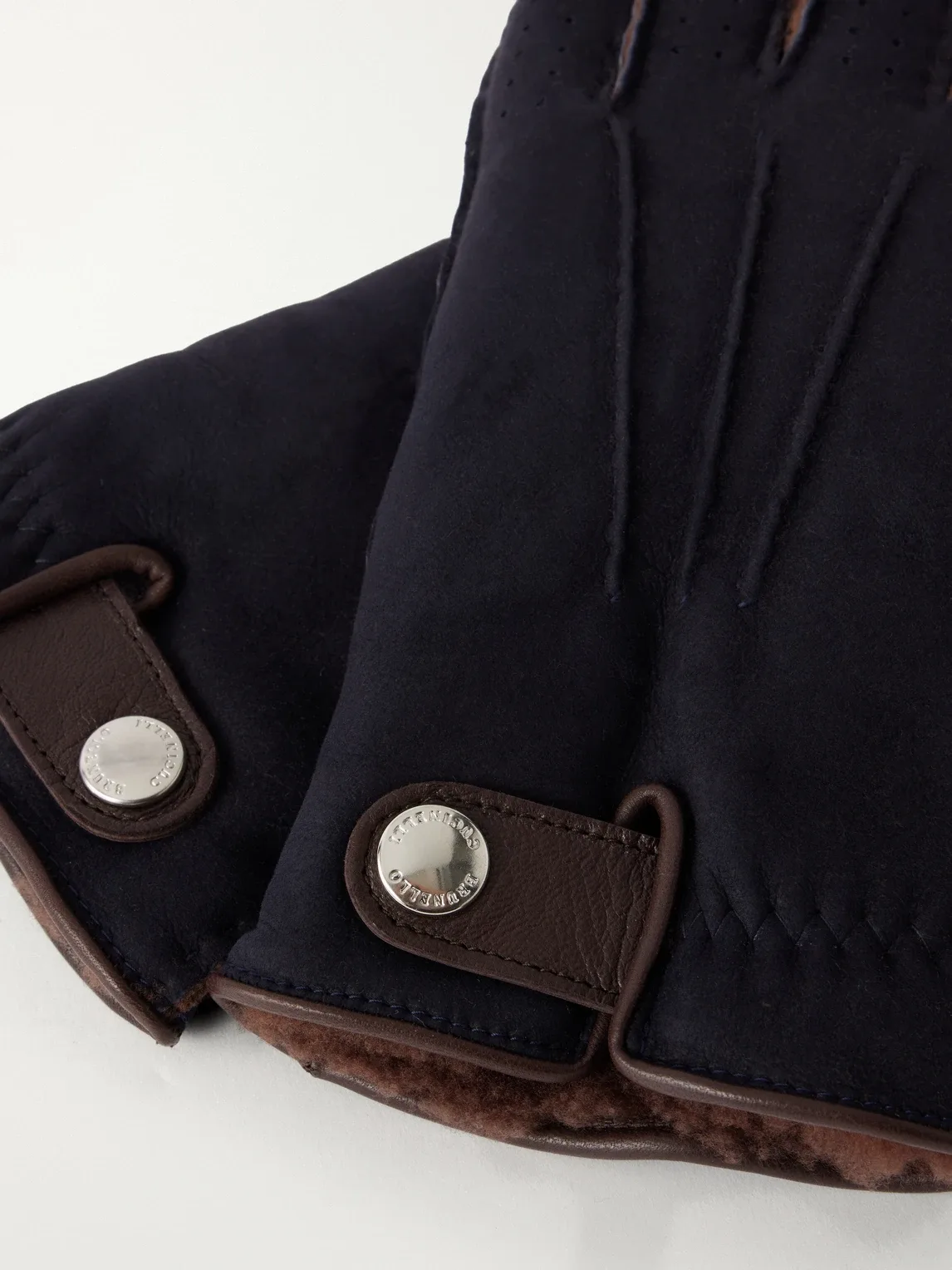 Leather-Trimmed Suede Gloves by Brunello Cucinelli