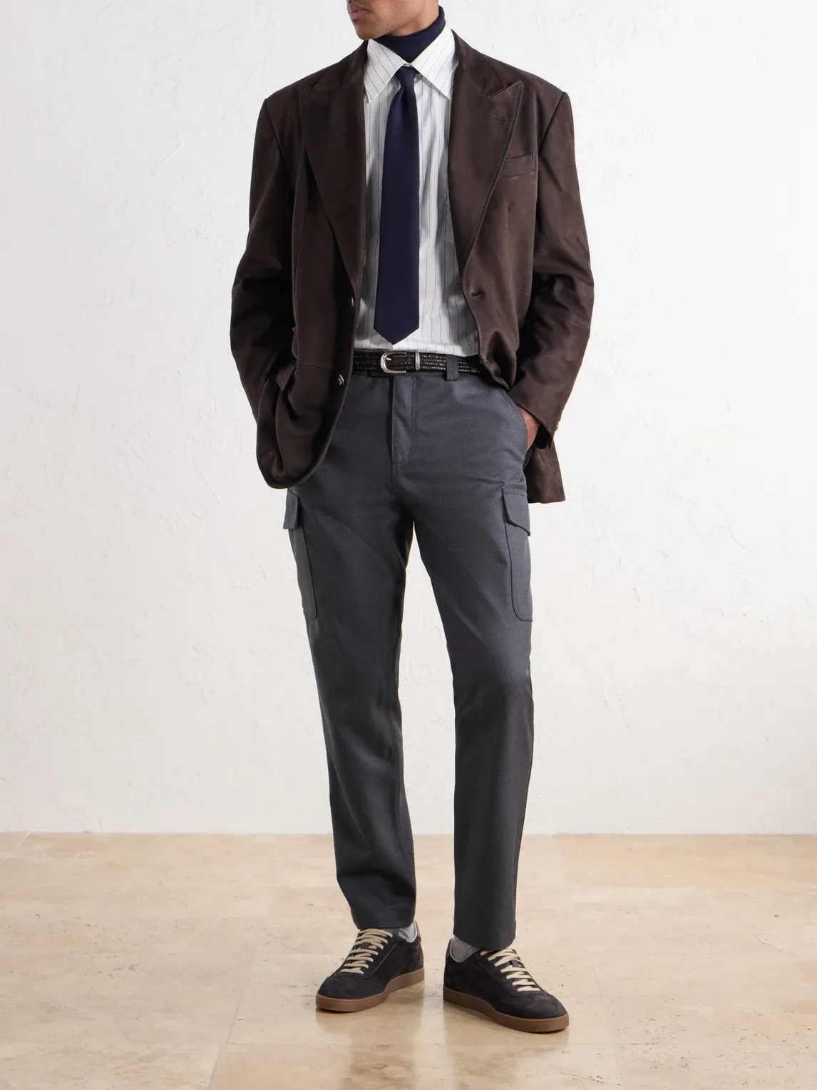 Tapered Virgin Wool-Twill Cargo Trousers by Brunello Cucinelli
