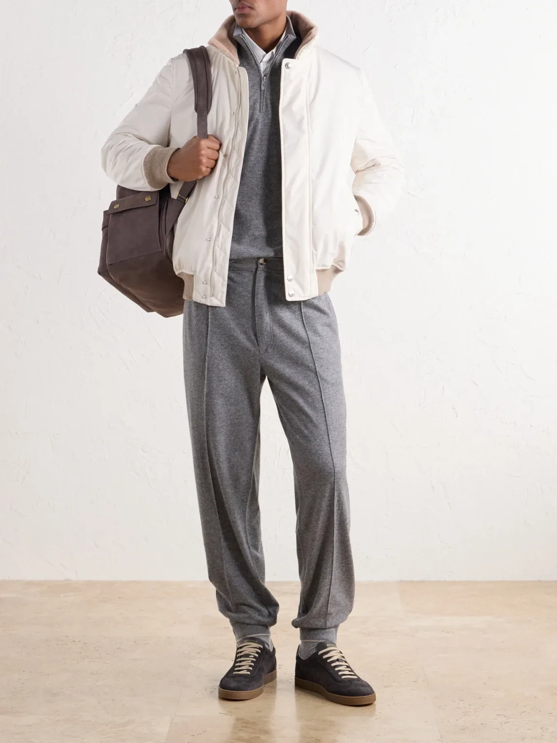 Rib-Trimmed Shell Blouson Jacket by Brunello Cucinelli