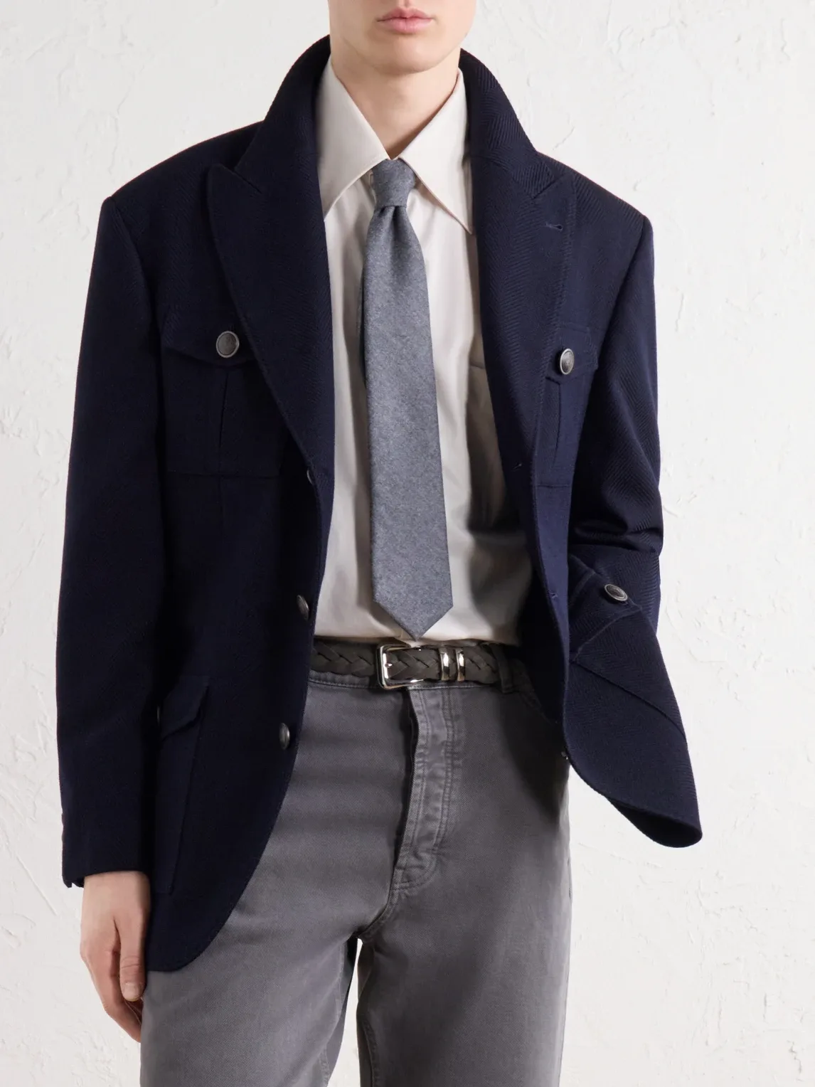 8cm Virgin Wool-Flannel Tie by Brunello Cucinelli