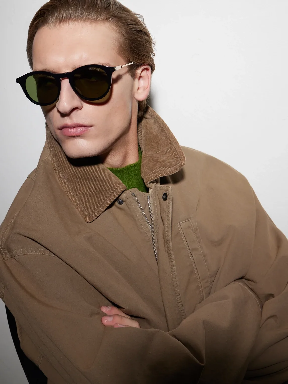 Round-Frame Tortoiseshell Acetate Sunglasses by Tom Ford