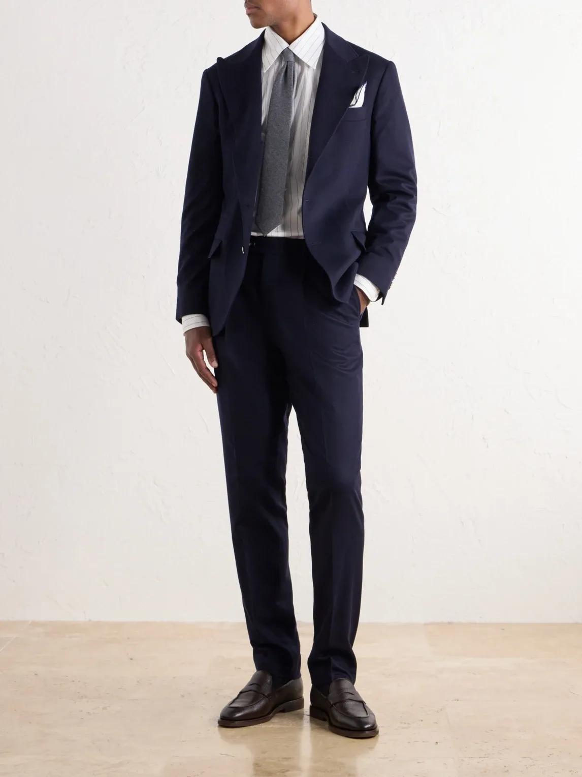 Straight-Leg Pleated Wool-Flannel Suit Trousers by Brunello Cucinelli