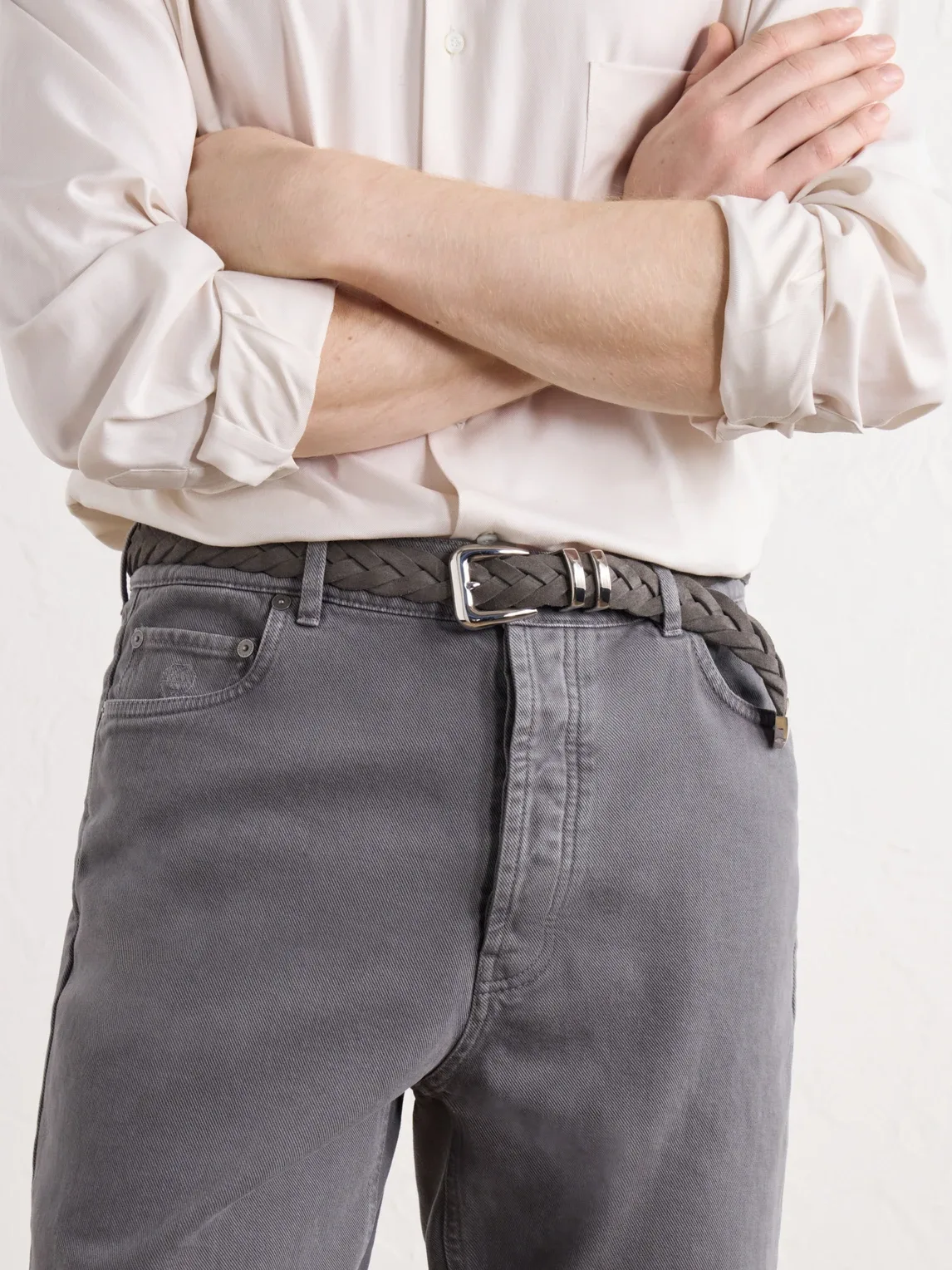 2.5cm Woven Suede Belt by Brunello Cucinelli