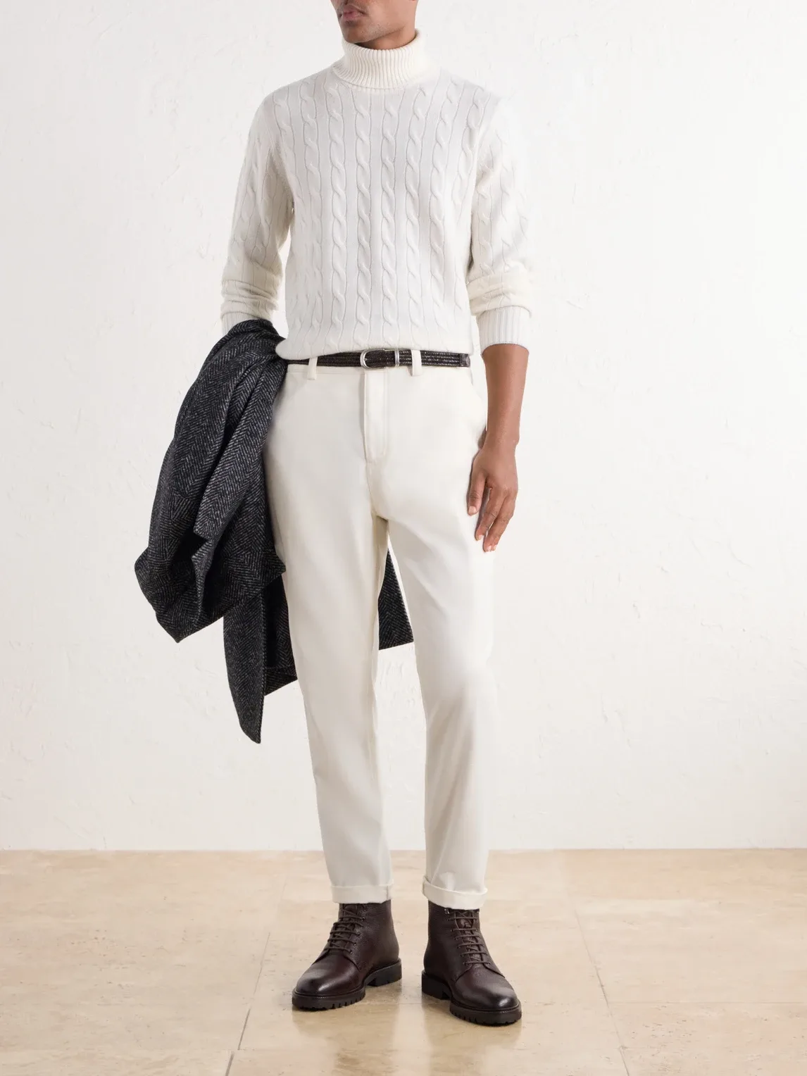 Cable-Knit Cashmere Rollneck Sweater by Brunello Cucinelli